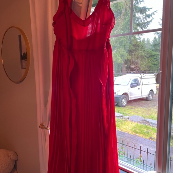Red Lulus midi tie strap dress L - Picture 4 of 4